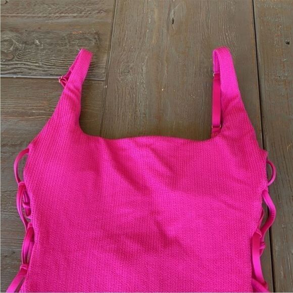 Anthropologie Sanctuary Lace-Up One-Piece Pink Swimsuit S - Picture 5 of 11